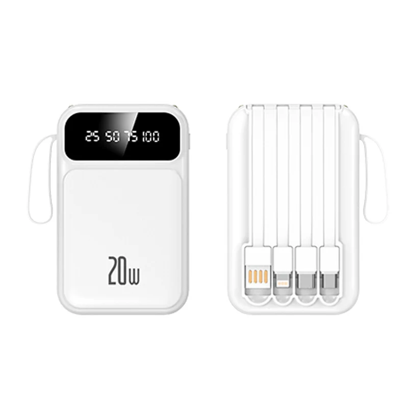 Tragbare Powerbank mit integriertem Multifunktions-Ladekabel und Digitalanzeige Skanto