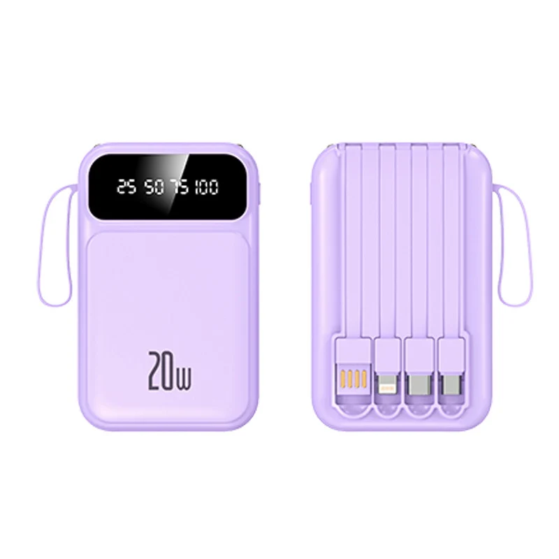 Tragbare Powerbank mit integriertem Multifunktions-Ladekabel und Digitalanzeige Skanto
