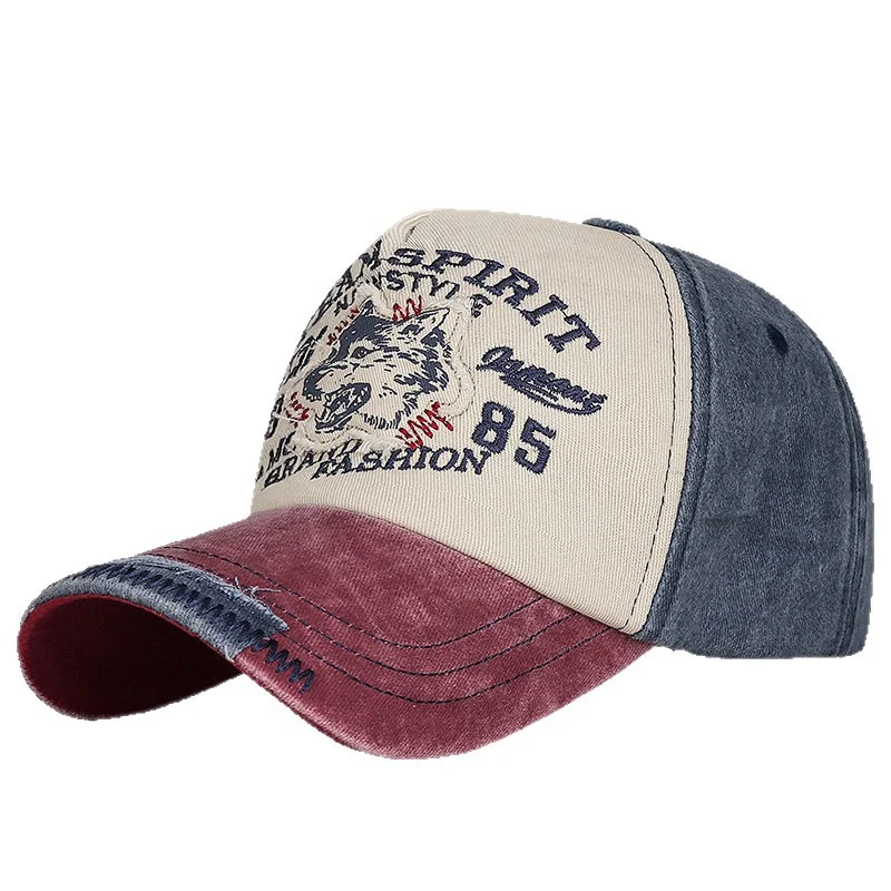 Herren-Baseballcap im Vintage-Stil mit Wolf-Grafik Skanto