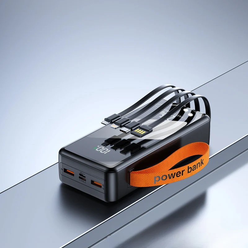 Multifunktionale Powerbank mit integrierten Ladekabeln und Digitaldisplay Skanto