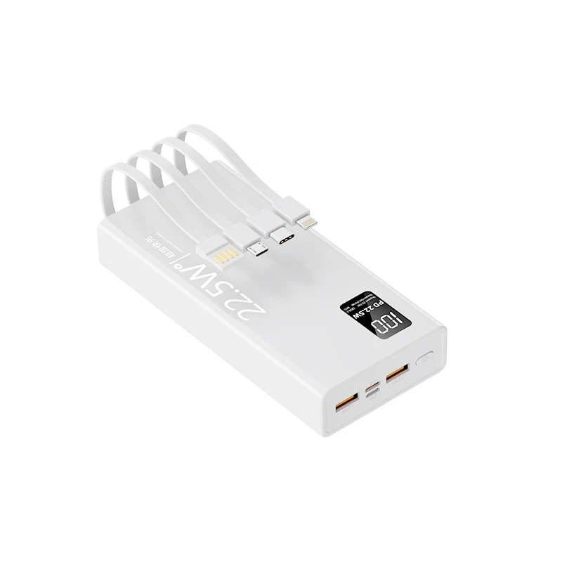 Multifunktionale Powerbank mit integriertem Kabelsystem und digitaler Leistungsanzeige Skanto