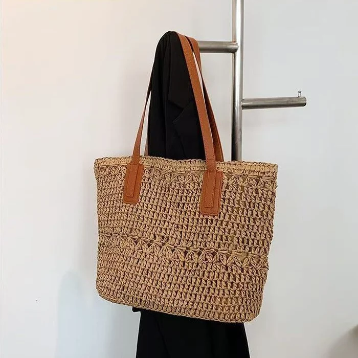 Natürliche Strandtasche mit robusten Ledergriffen Skanto
