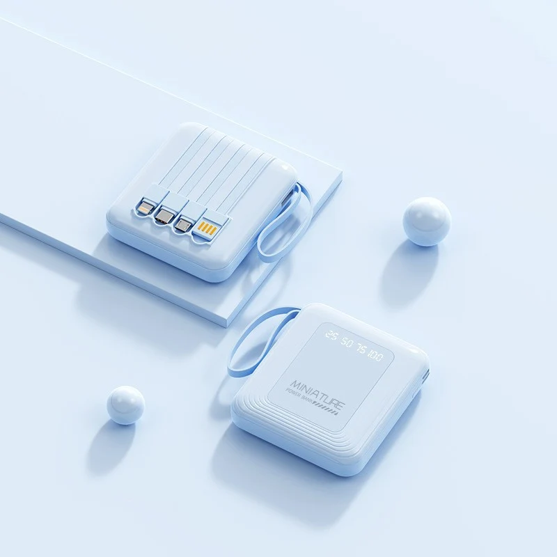 Mini-Powerbank mit integriertem Multifunktions-Ladekabel Skanto