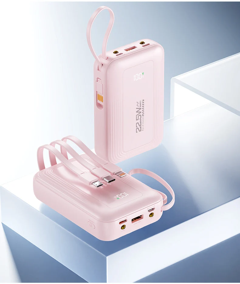 Tragbare Powerbank mit integrierten Schnellladeanschlüssen und Digitalanzeige Skanto