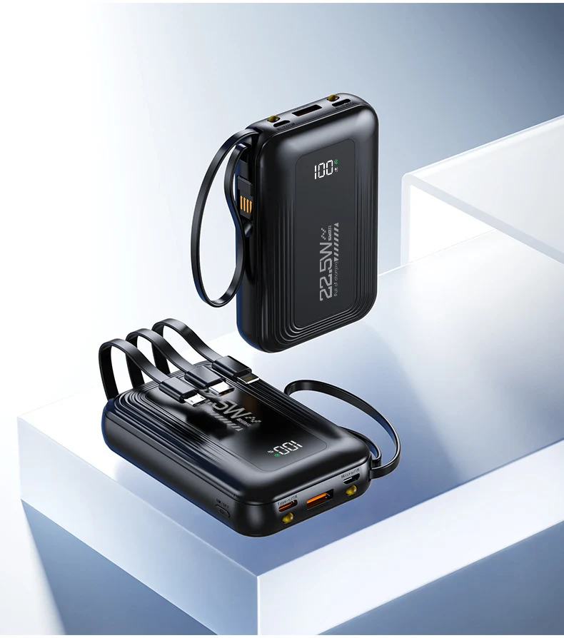 Tragbare Powerbank mit integrierten Schnellladeanschlüssen und Digitalanzeige Skanto
