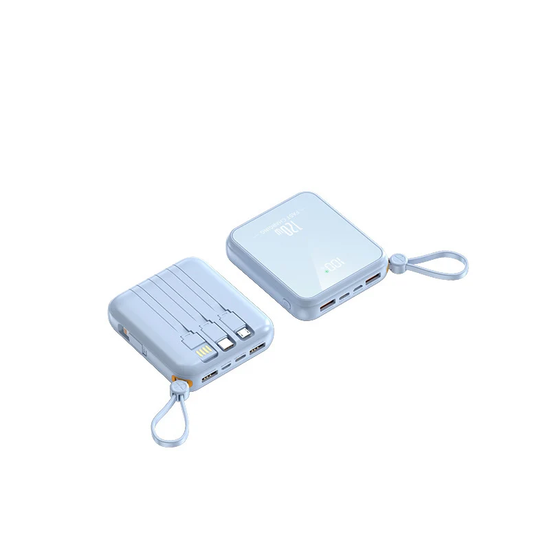 Tragbare Powerbank mit integriertem Ladekabel und LED-Anzeige Skanto