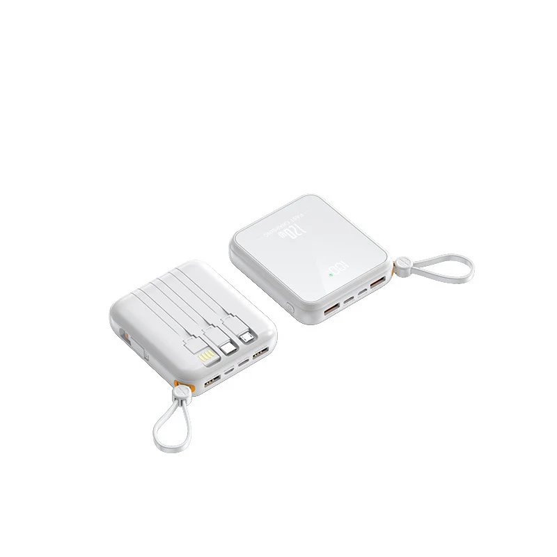 Tragbare Powerbank mit integriertem Ladekabel und LED-Anzeige Skanto