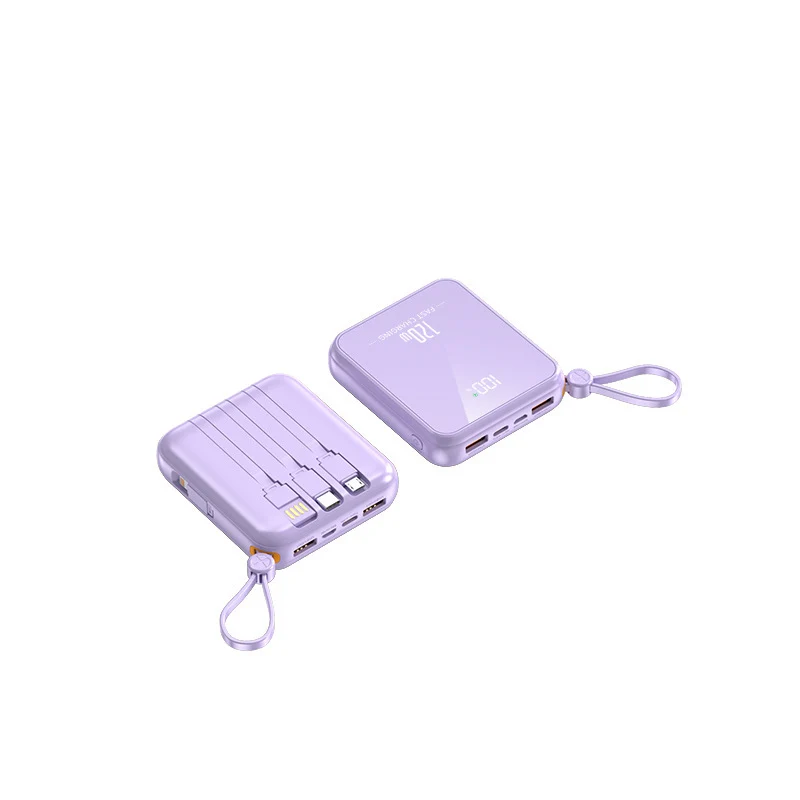 Tragbare Powerbank mit integriertem Ladekabel und LED-Anzeige Skanto