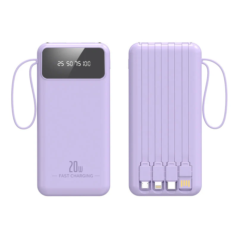Tragbare Powerbank mit integriertem Kabelsystem und digitaler Ladeanzeige Skanto