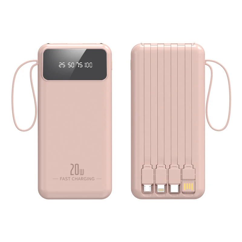 Tragbare Powerbank mit integriertem Kabelsystem und digitaler Ladeanzeige Skanto