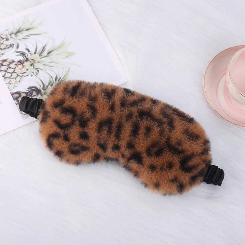 Luxuriöse Kunstfell-Augenmaske für Damen mit Leopardenmuster, extra weicher Polsterung und elastischem Komfortband Skanto