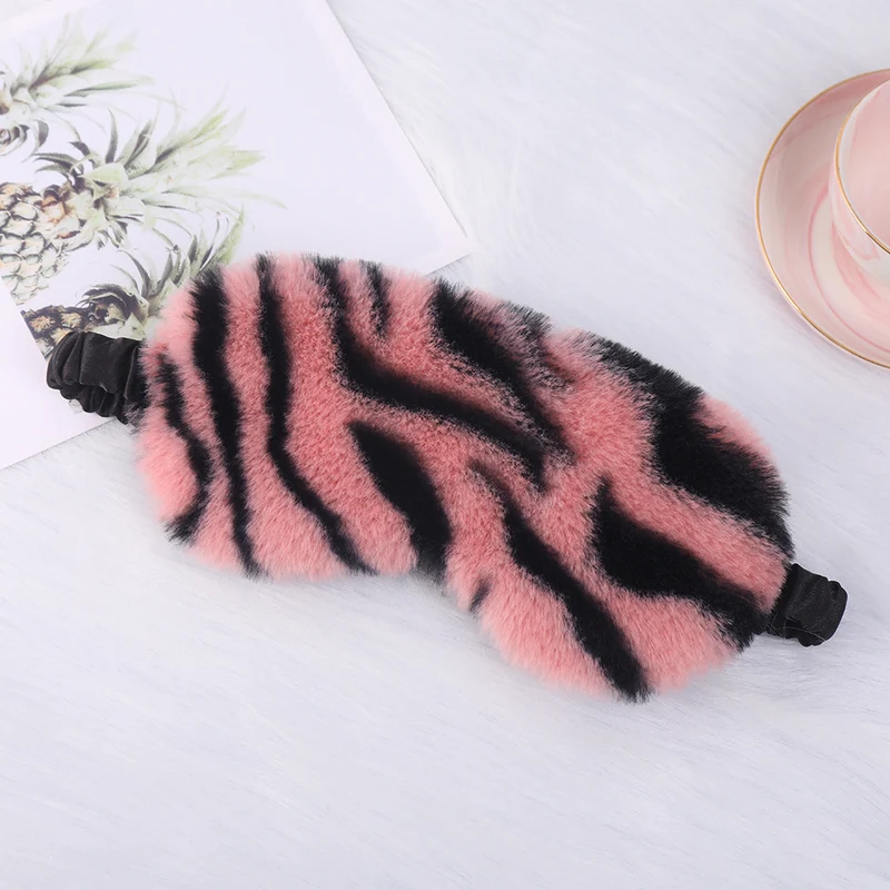 Luxuriöse Kunstfell-Augenmaske für Damen mit Leopardenmuster, extra weicher Polsterung und elastischem Komfortband Skanto