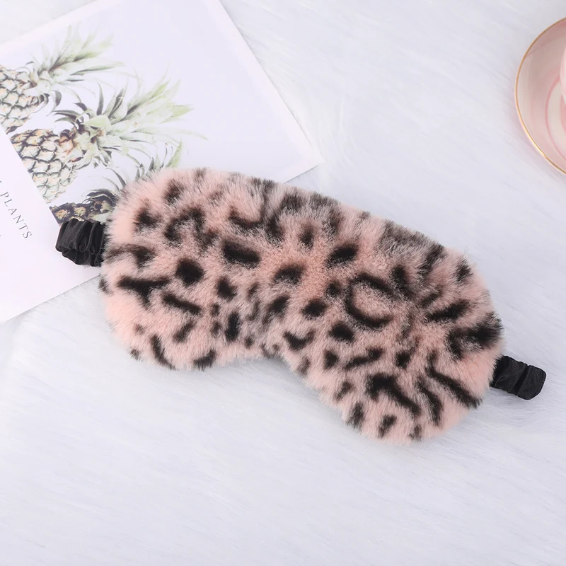 Luxuriöse Kunstfell-Augenmaske für Damen mit Leopardenmuster, extra weicher Polsterung und elastischem Komfortband Skanto