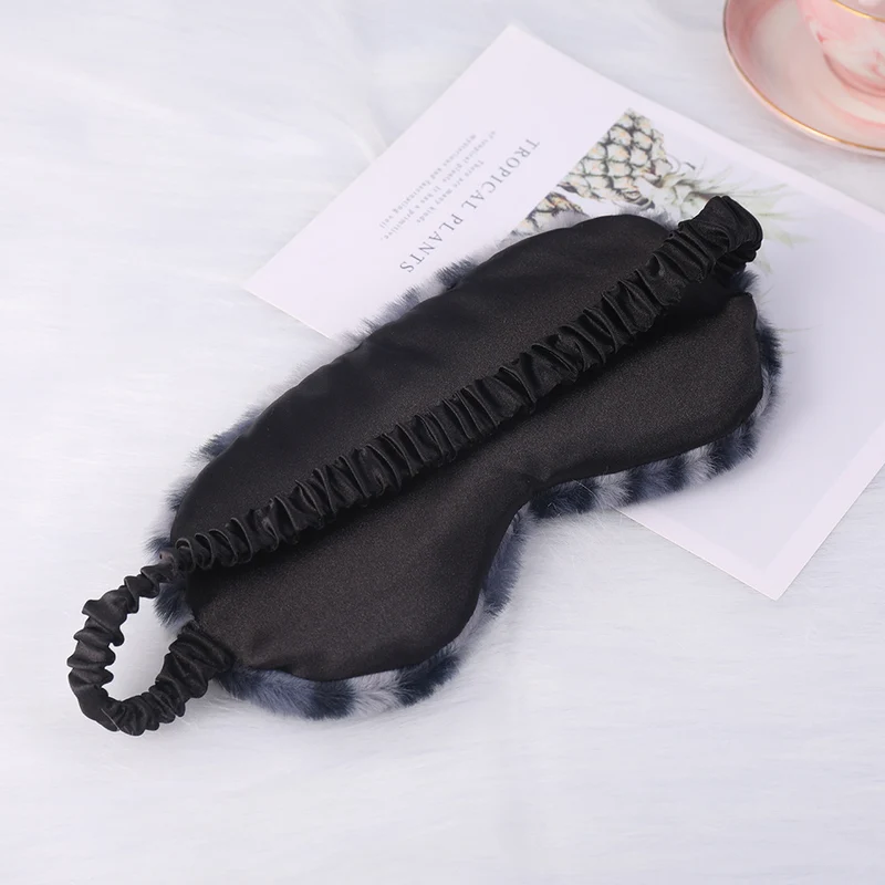 Luxuriöse Kunstfell-Augenmaske für Damen mit Leopardenmuster, extra weicher Polsterung und elastischem Komfortband Skanto