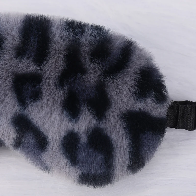 Luxuriöse Kunstfell-Augenmaske für Damen mit Leopardenmuster, extra weicher Polsterung und elastischem Komfortband Skanto
