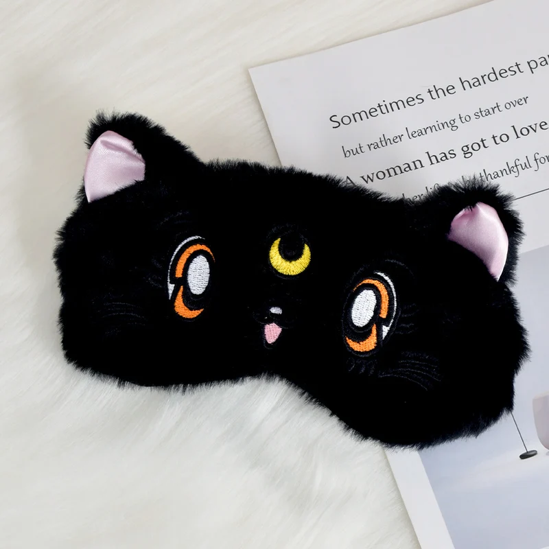 Nan flauschige Schlafmaske für Damen mit besticktem Katzenmotiv und weichem Komfort Skanto