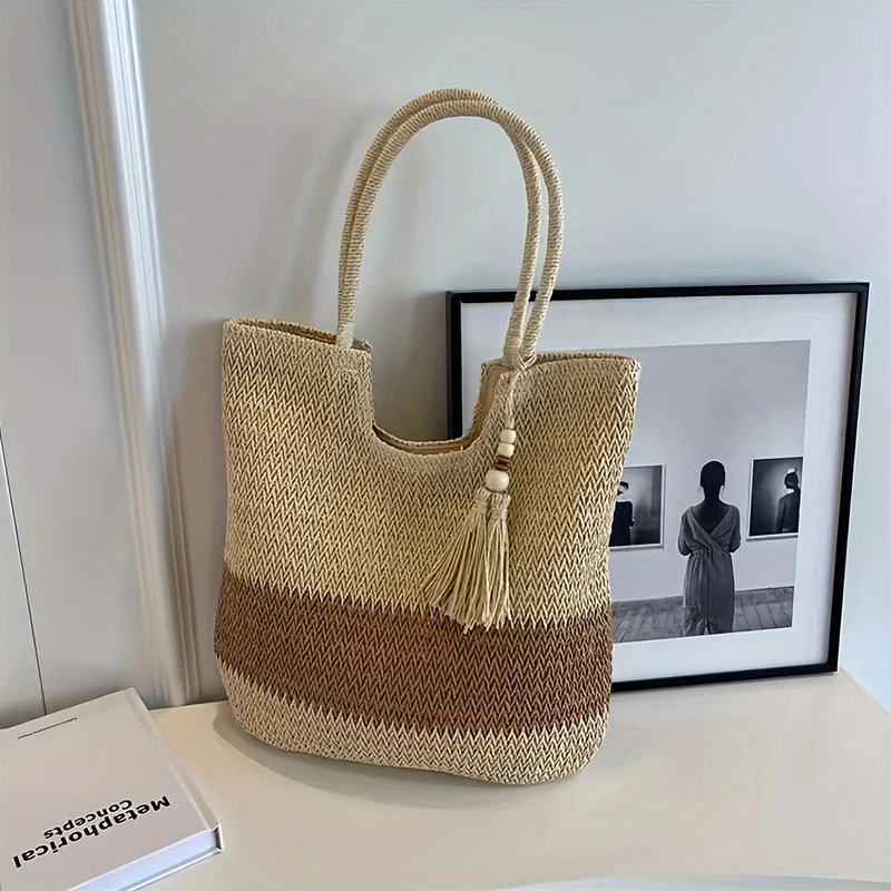 Exklusive und handgefertigte Strandtasche mit Fransen Skanto