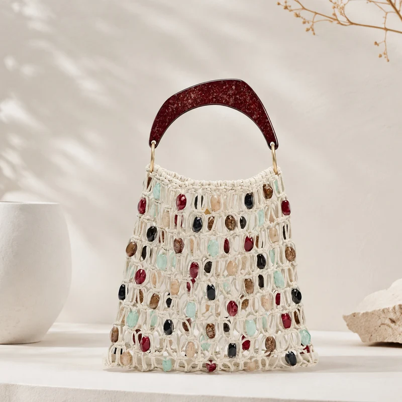 Exklusive Makramee-Tasche mit Schmuckdetails Skanto