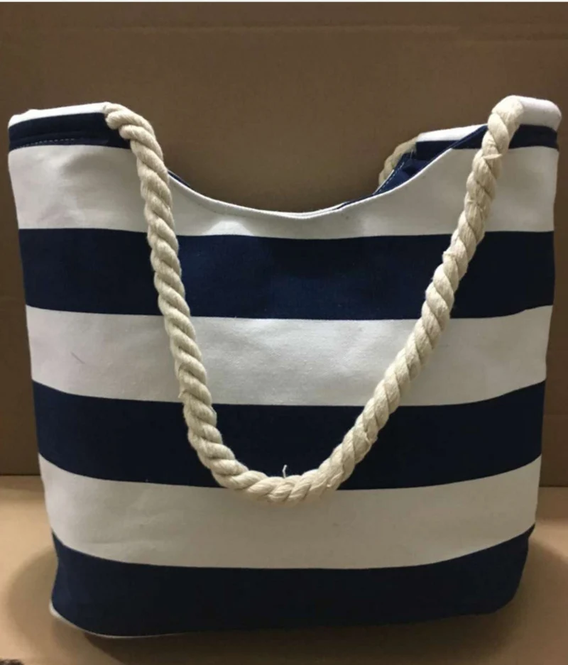 Strapazierfähige Canvas-Strandtasche mit farbigem Streifenmuster Skanto