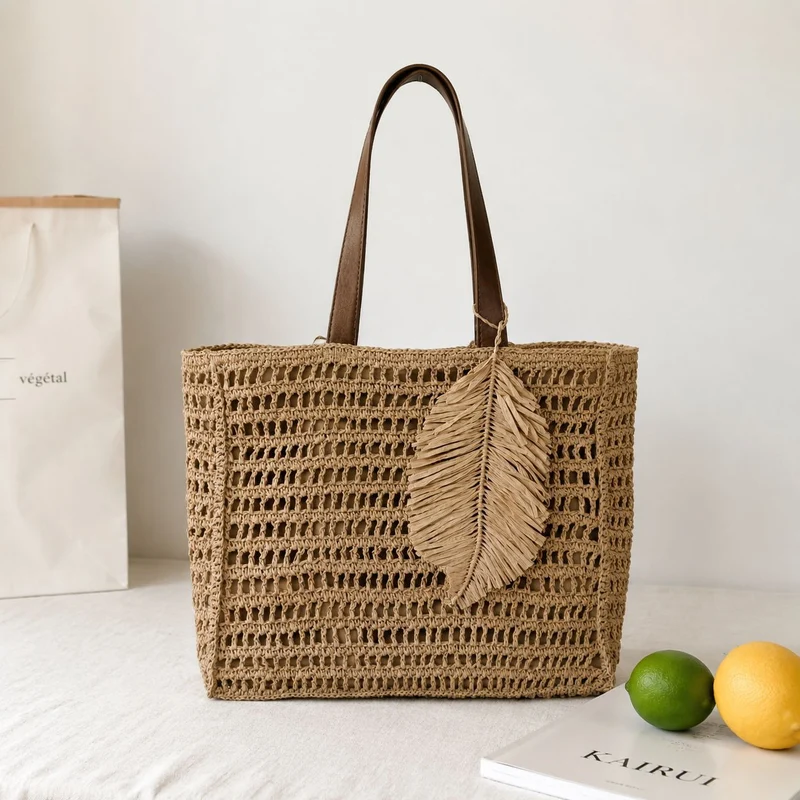 Makramee Strandtasche mit Leder-Details Skanto