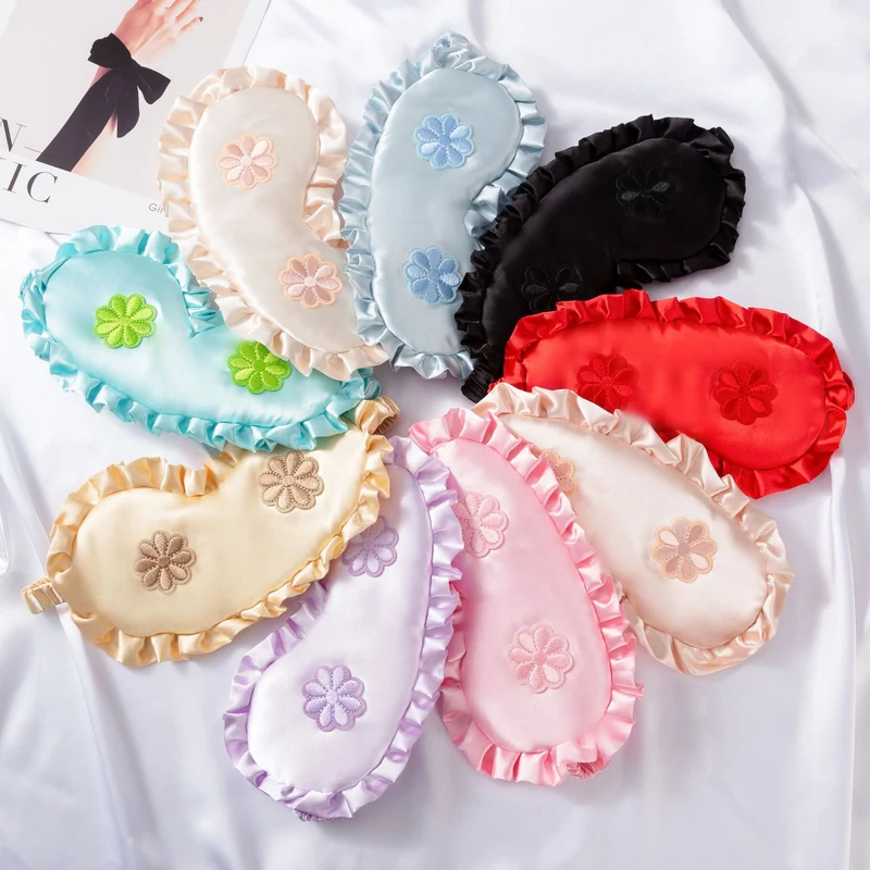 Bestickte Satin-Schlafmaske für Damen mit Rüschenbesatz und weicher Polsterung Skanto