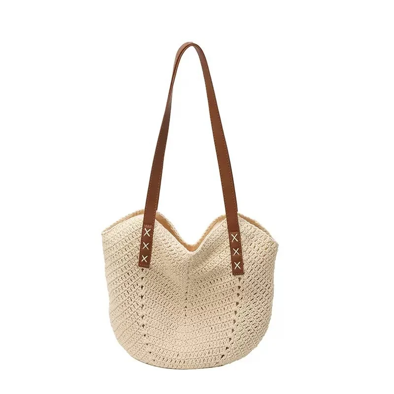 Schultertasche aus gewebtem Stroh-Mix Skanto