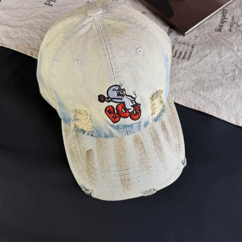 Damen Distressed Bestickte Kappe im Vintage-Stil Skanto