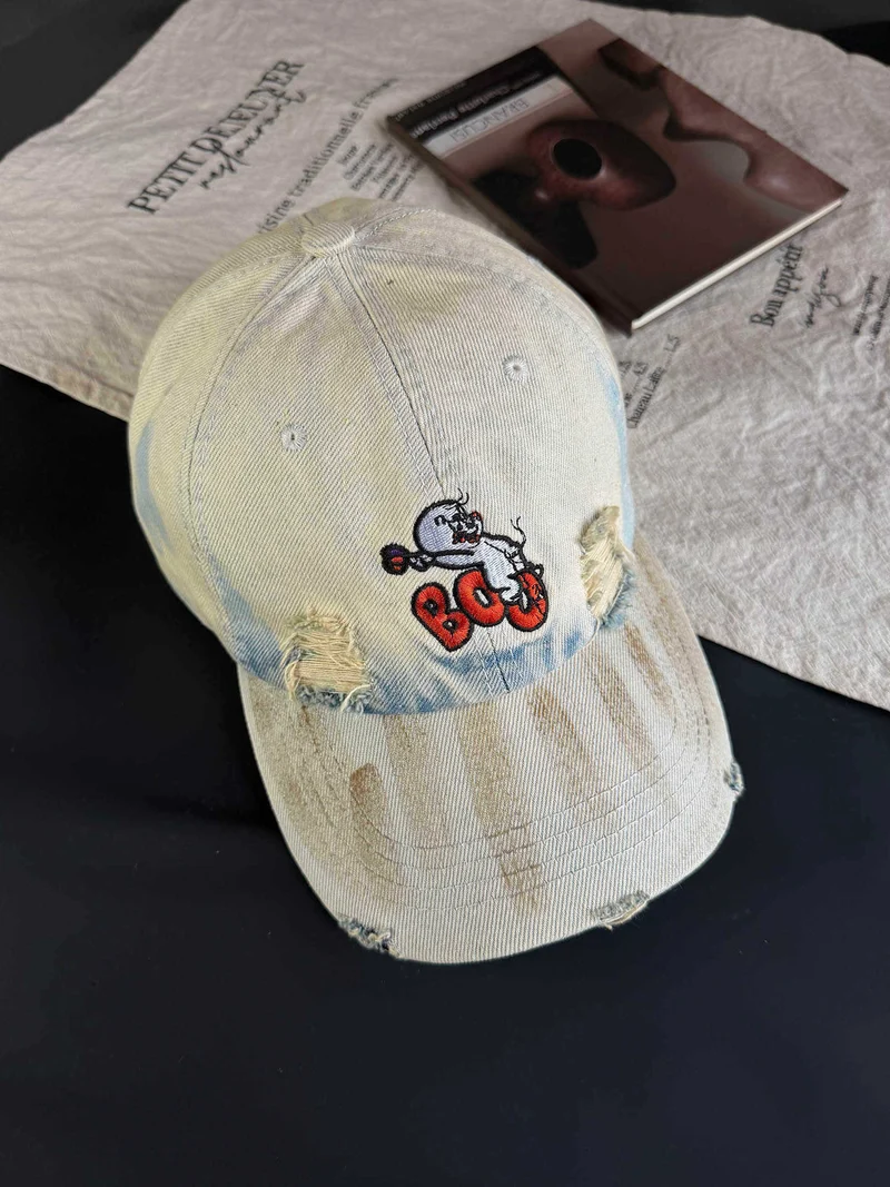 Damen Distressed Bestickte Kappe im Vintage-Stil Skanto