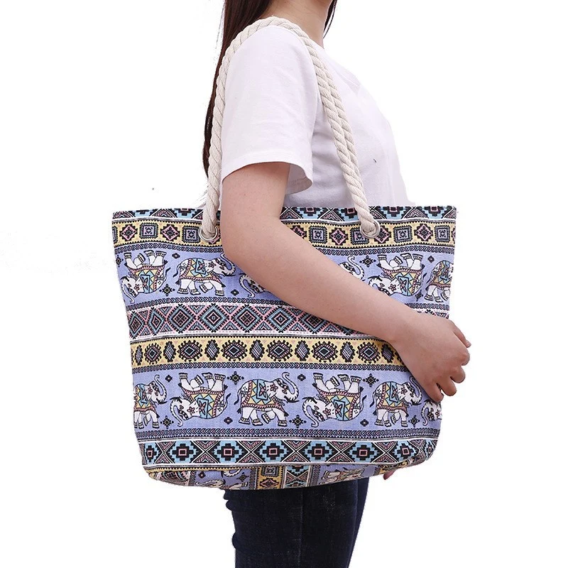 Große bunte Strandtasche mit Mandala-Muster Skanto
