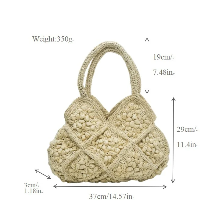 Skanto Makramee-Handtasche mit botanischen 3D-Applikationen Skanto