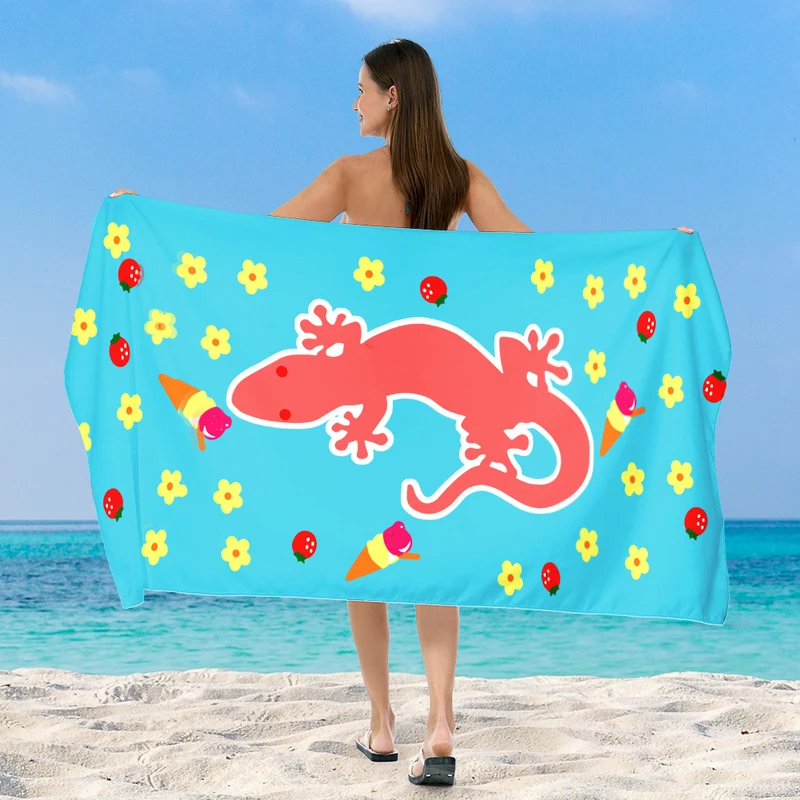 Strandtuch mit hellem Salamander- und Eiscreme-Design Skanto