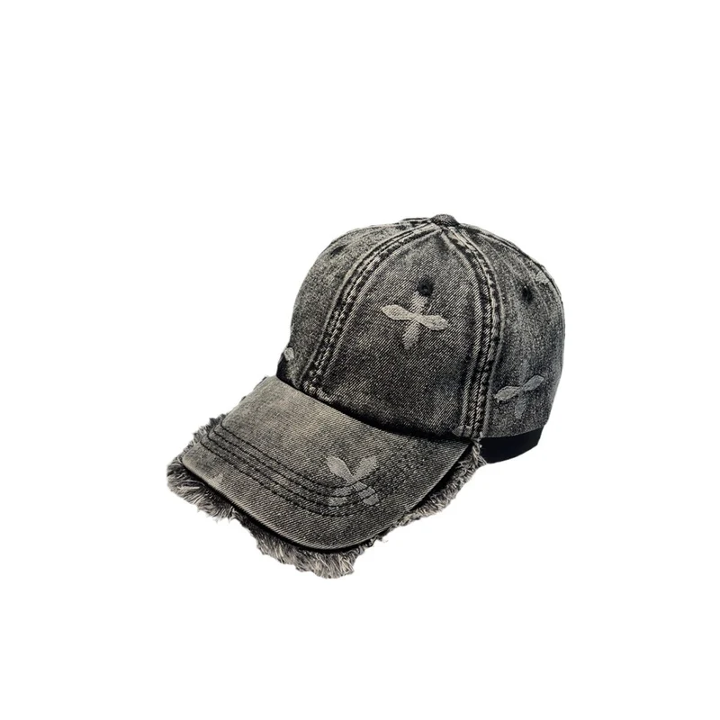 Unisex Used-Look Jeans-Kappe mit Fransen Skanto