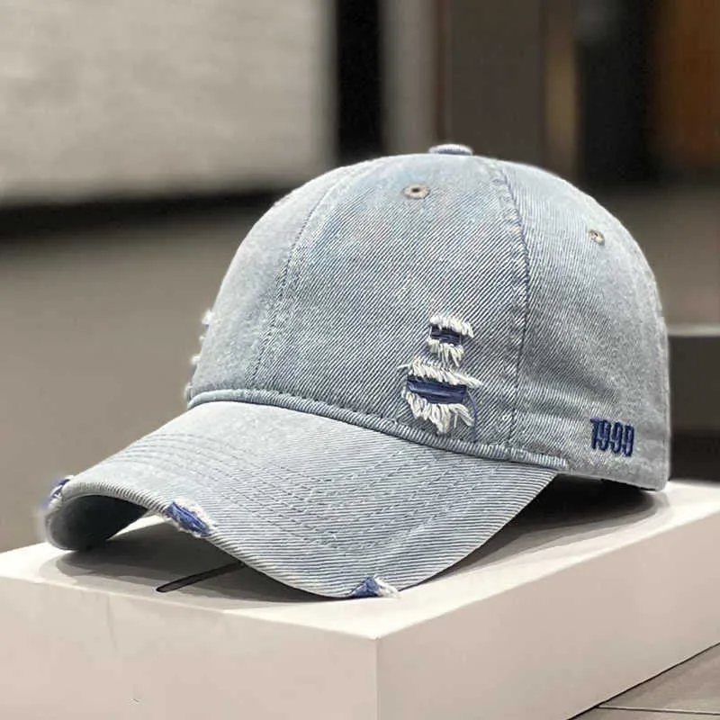 Unisex Distressed Denim Baseballkappe Skanto