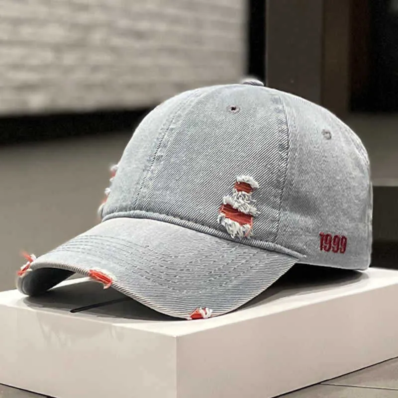 Unisex Distressed Denim Baseballkappe Skanto