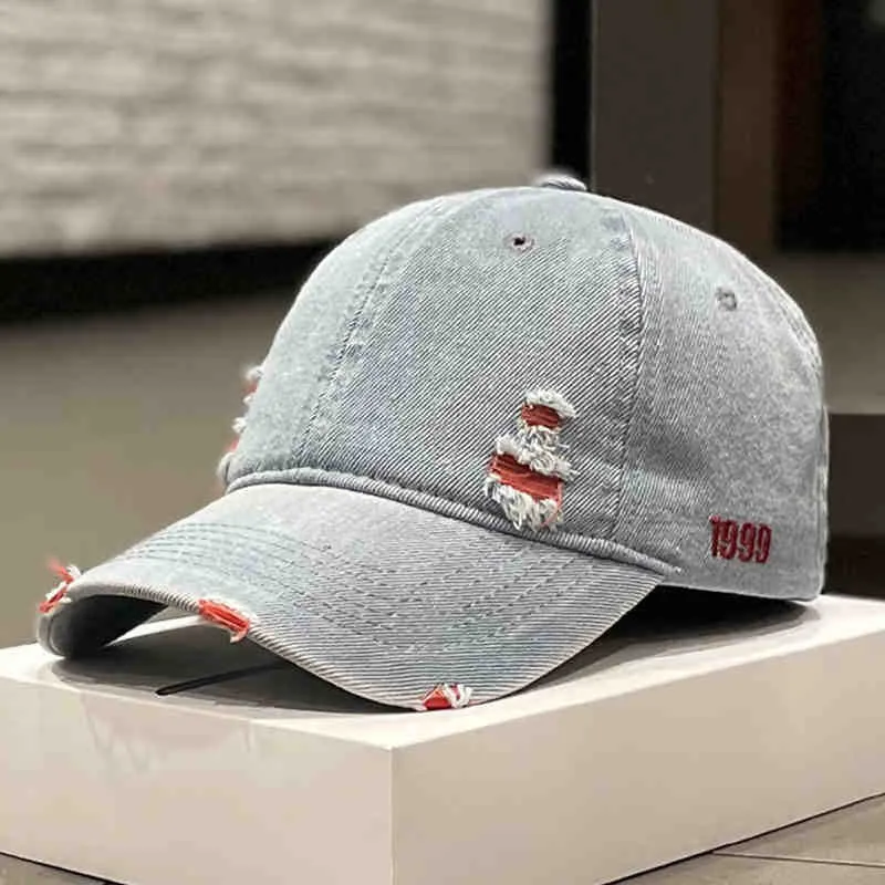 Unisex Distressed Denim Baseballkappe Skanto