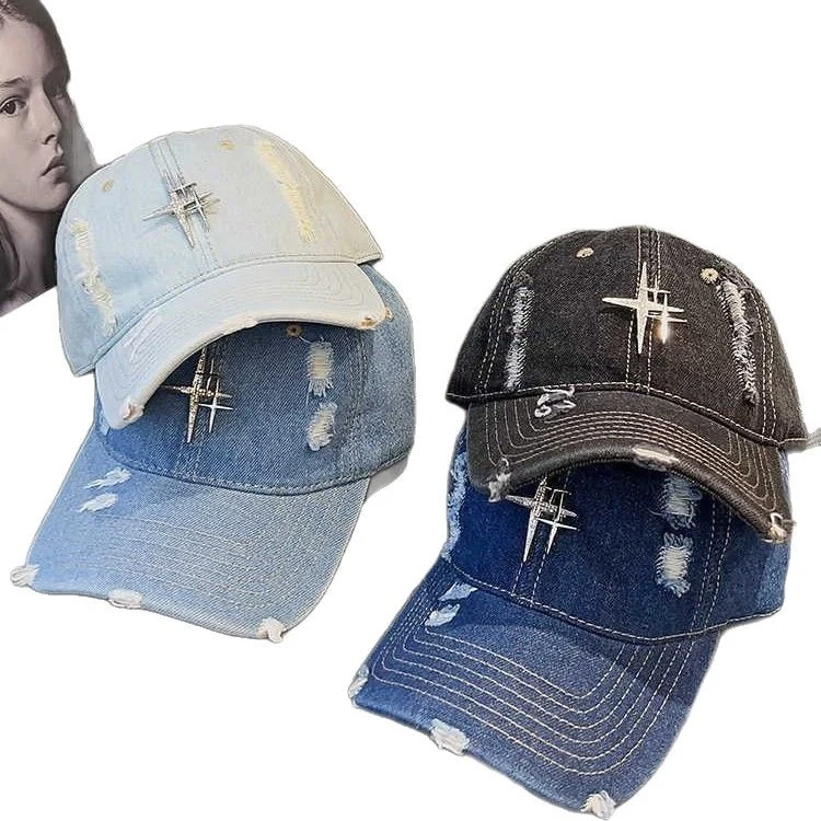 Unisex Distressed Denim Baseballkappe Skanto 1784188338