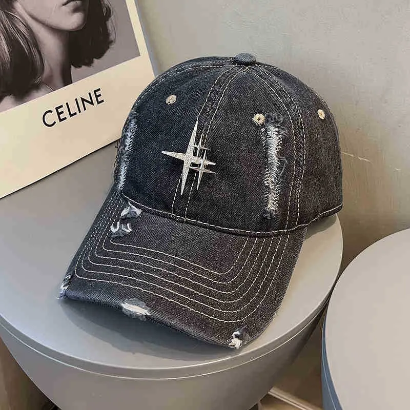 Unisex Distressed Denim Baseballkappe Skanto 1784188338