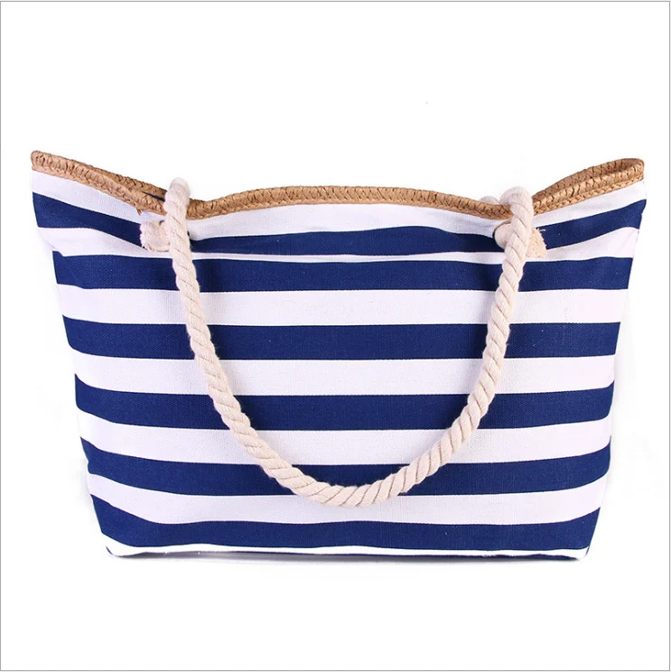 Große Strandtasche mit nautischen Streifen Skanto