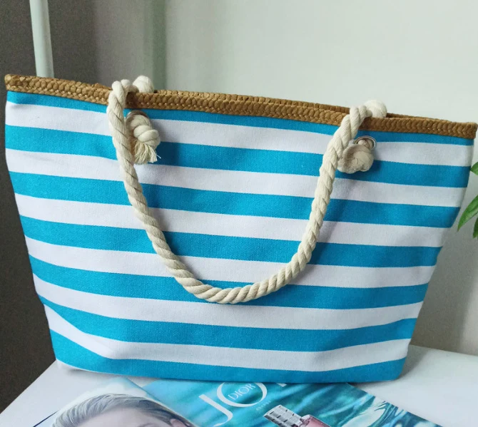 Große Strandtasche mit nautischen Streifen Skanto