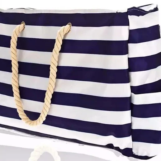 Große Strandtasche mit maritimem Streifenmuster Skanto