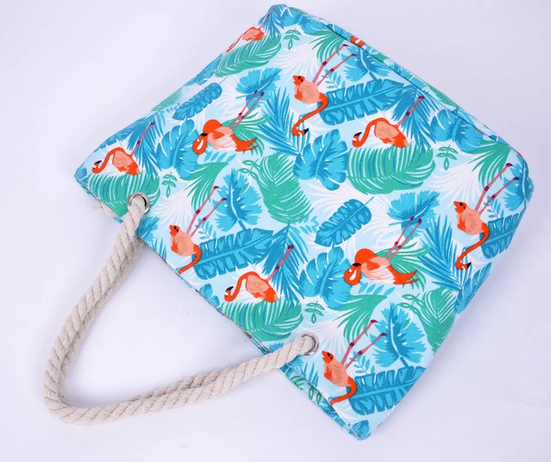 Große Strandtasche mit lebhaften Flamingo-Motiven Skanto