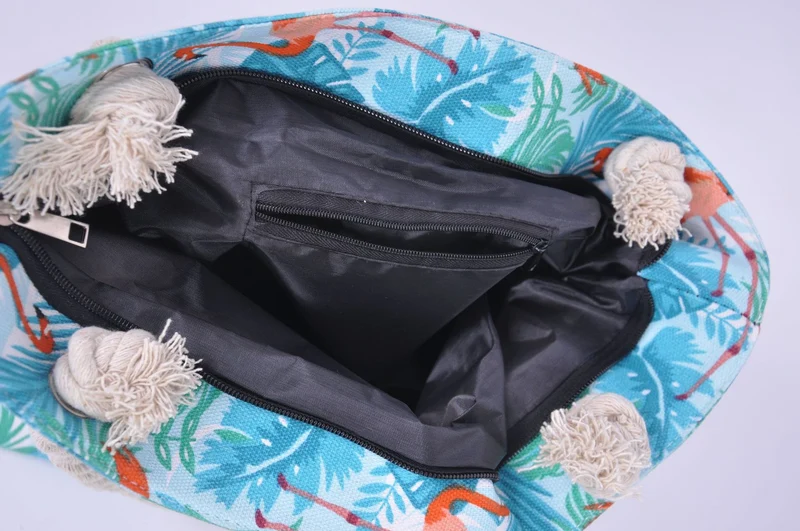 Große Strandtasche mit lebhaften Flamingo-Motiven Skanto