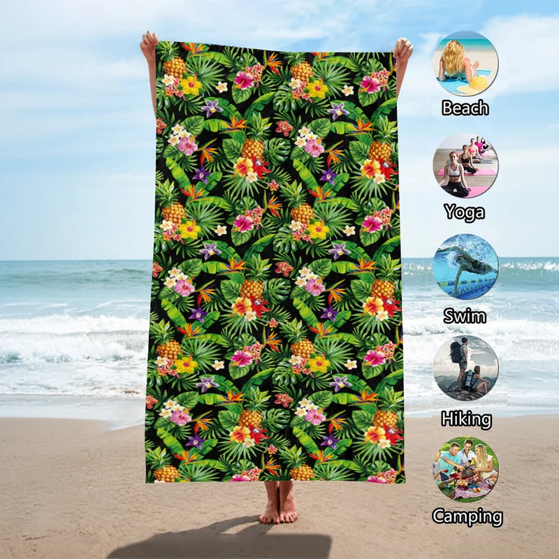 Strandtuch mit exotischem Ananas- und Palmenmuster Skanto