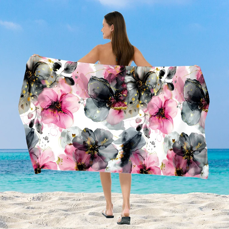 Strandtuch mit elegantem floralem Aquarell-Design Skanto