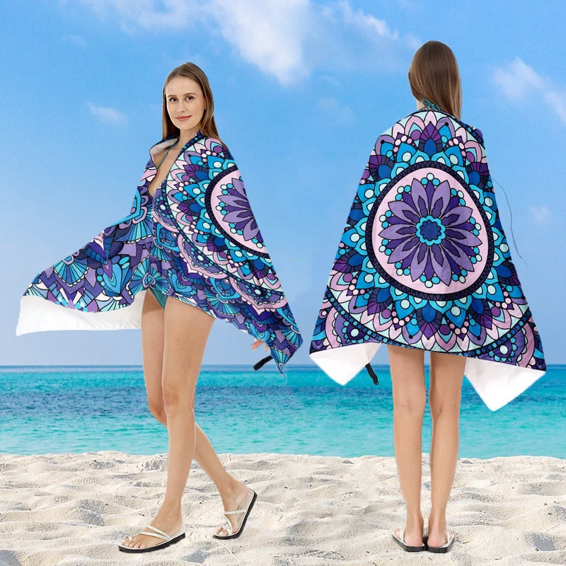 Kapuzen-Badeponcho mit Mandala-Motiv Skanto
