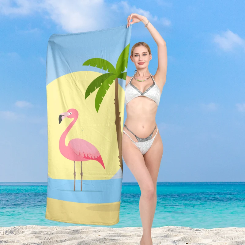 Elegantes und funktionales Strandtuch mit tropischem Flamingo-Design Skanto