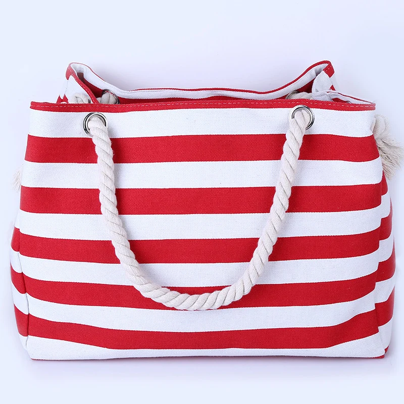 Geräumige und stilvolle Strandtasche mit maritimem Streifenmuster Skanto