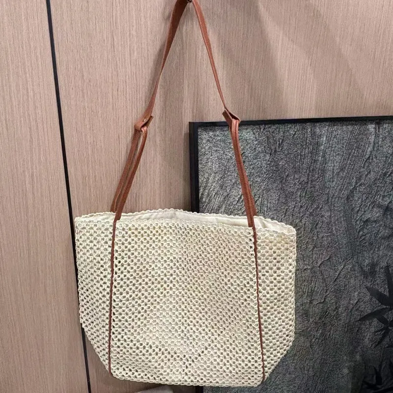 Geflochtene Baumwolltasche mit Ledergriff Skanto