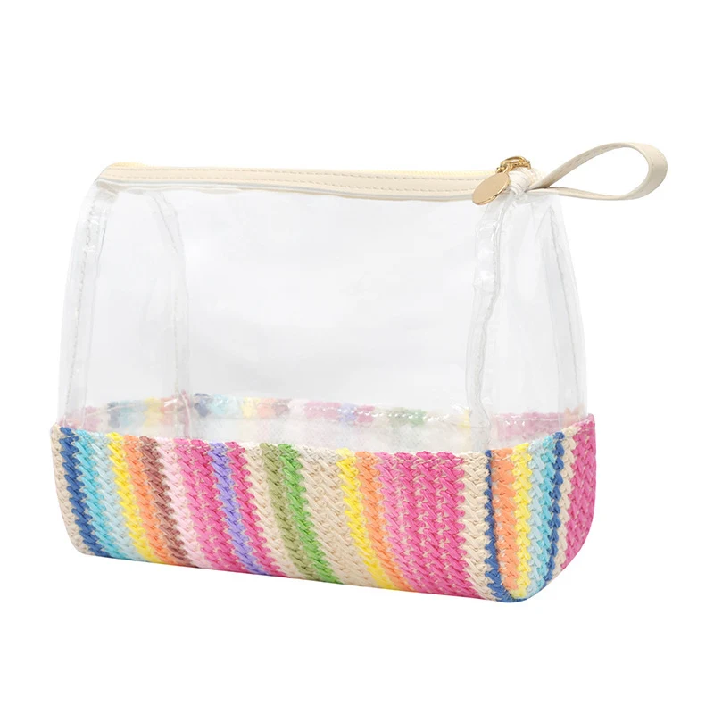 Kosmetiktasche aus transparentem Material mit geflochtenem Boden Skanto