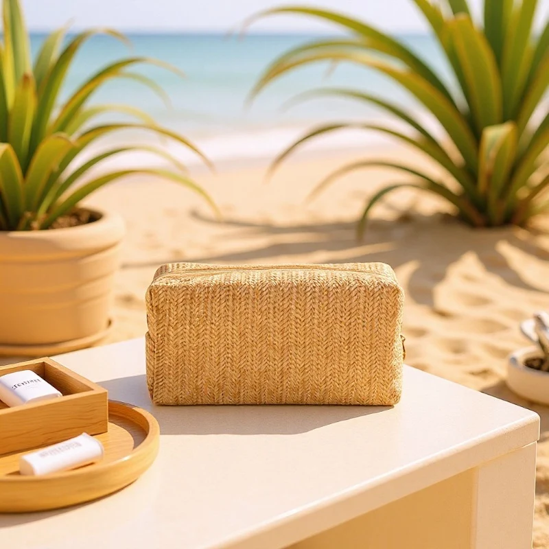 Kosmetiktasche aus natürlichem Bast mit elegantem Design Skanto